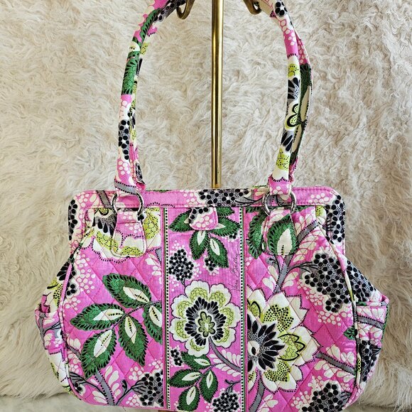 Vera Bradley Pink Green Multi Quilted Floral Frame Purse - Picture 3 of 12